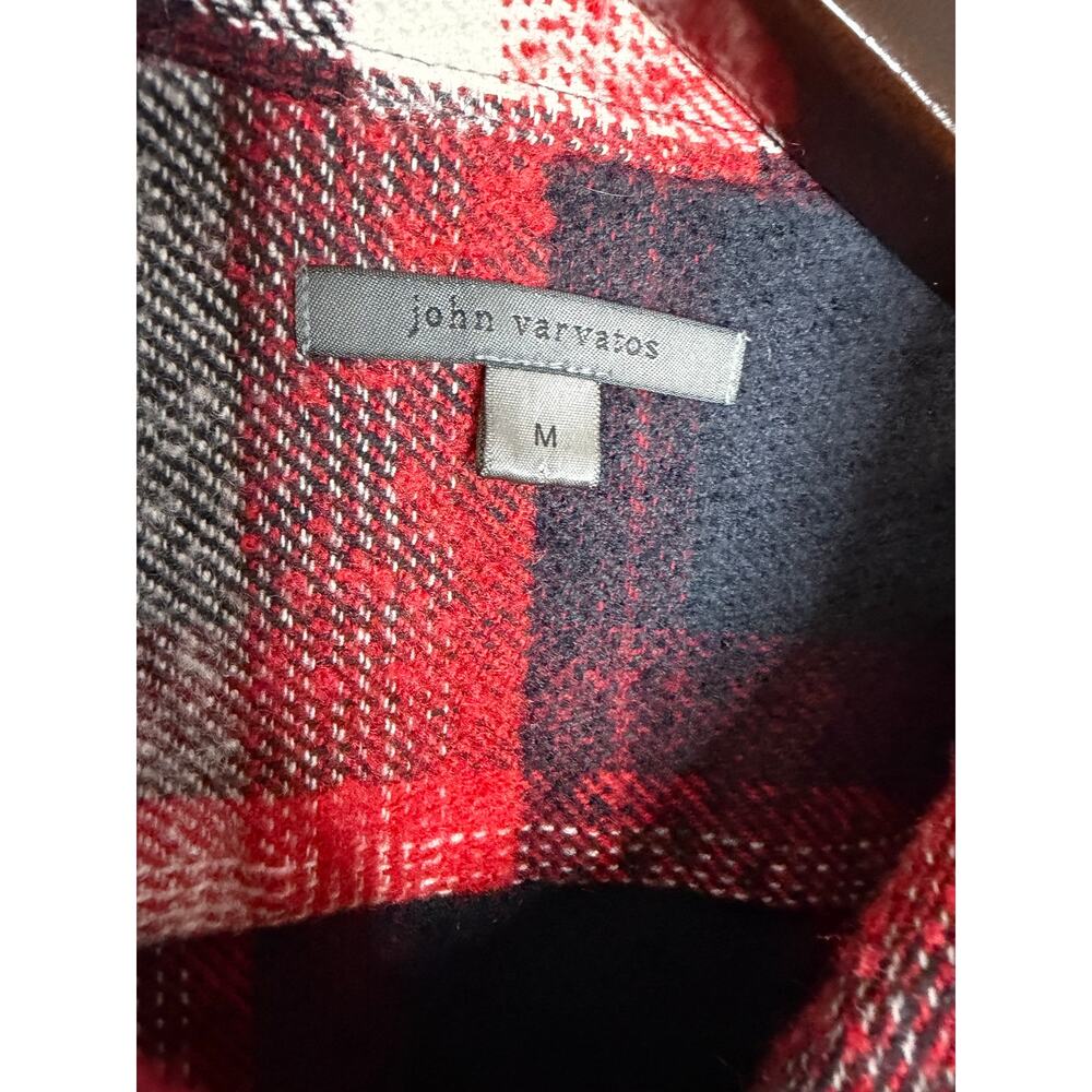 John Varvatos Farron Wool Flannel Plaid Button-Up Long-Sleeve Shirt Sz M - Picture 5 of 12
